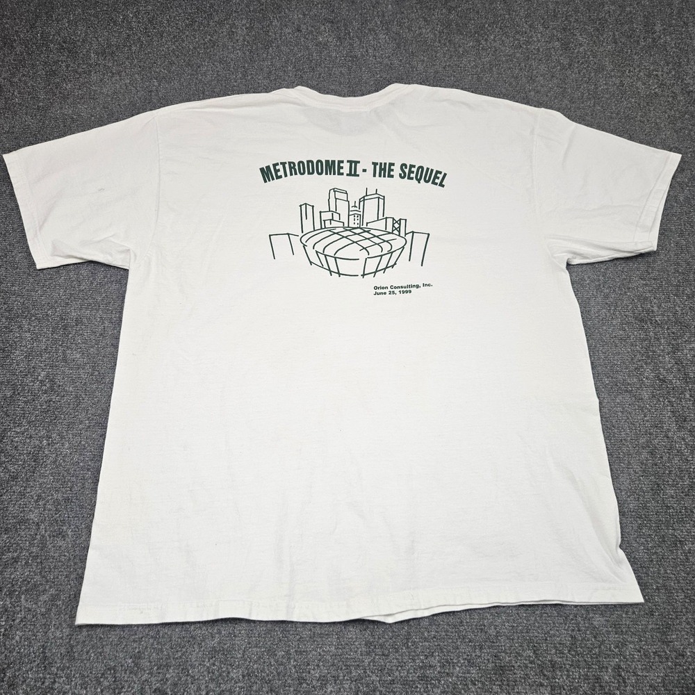 Vintage Metrodome Tshirt Hanes Mens XXL Beefy Tee White Orion Consulting Y2K 90s
